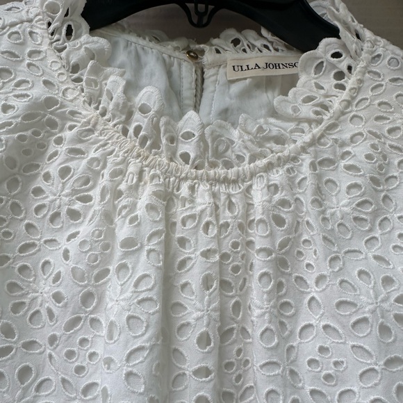 Ulla Johnson Norah Eyelet Mini Dress in White Short Sleeve Ruffle - Picture 6 of 11
